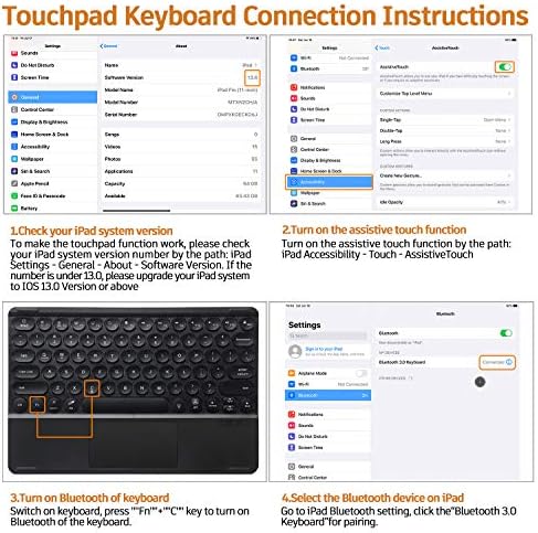 Touchpad Klavye ipad kılıfı Pro 12.9 2021 4th Gen 2020/3rd Gen 2018 [Destek Apple Kalem Şarj] - Ayrılabilir -7 Renk Arkadan