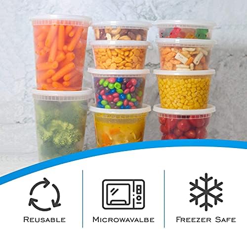 EDI 50 Set Plastik Gıda Saklama Kapaklı Plastik Kaplar (24 OZ)