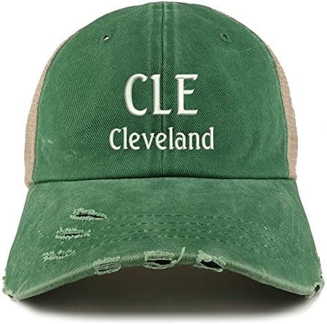 Trendy Giyim Mağazası CLE Cleveland İşlemeli Yıpranmış Bill Trucker Mesh Arka Kapak