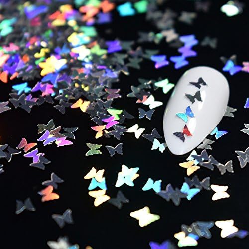 EchıQ Splarkly Lazer Kelebek Tırnak Pullu Akrilik Paillettes Holografik Tırnak Sparkle Glitter Yaprak İpuçları Nail Art Dekorasyon