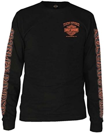 Harley-Davidson erkek Kartal Pistonlu Uzun Kollu Mürettebat Gömlek, Siyah 30299947