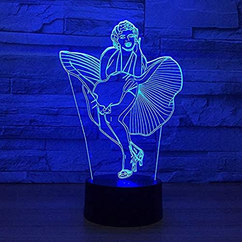 xcdfr 3D Gece ışık LED Masa lambası Illusion lamba Güzel ve Seksi Kız Büyülü Kadın Marilyn Monroe 7 Renk led Dokunmatik led