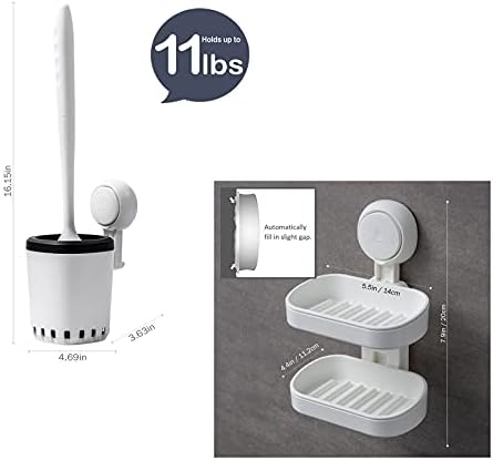 TAILI Çift Katmanlı Sabunluk ve tuvalet Fırçası Tutucu Vantuz ile Set, ağır Max 11 LBS kadar Tutun, banyo Aksesuarları Matkap-Ücretsiz