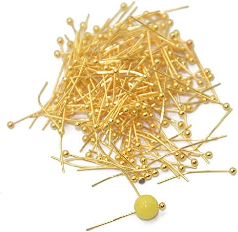 Milageto 200-Piece Altın Kaplama Topu Kafa Pimleri Tel 0.5 mm Kalın 20mm Uzunluk Headpins