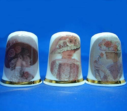 Birchcroft Porselen Porselen Koleksiyon - Üç Yüksük Seti-Pembe Bayanlar