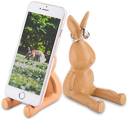 Telefon Standı, AhfuLıfe Ahşap Tavşan Bunny Telefon Tutucu / iPhone Samsung Huawei için Standı, masa Dekorasyon Çok Fonksiyonlu