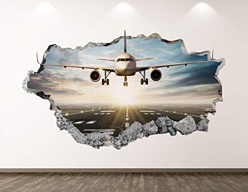 Batı Dağ İniş Uçak Duvar Çıkartması Sanat Dekor 3D Çökerttiğini Havaalanı Uçak Sticker Poster Çocuk Odası Duvar Özel Hediye