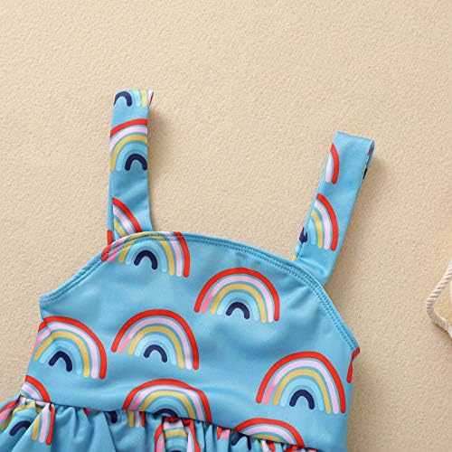 Bebek bebek kız mayo yürümeye başlayan gökkuşağı Ruffles mayo tek parça mayo plaj Bikini kıyafetler