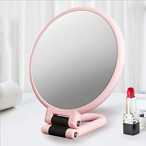 AEBDF makyaj aynası Masaüstü Soyunma Ayna Katlanır Kitap Masaüstü Prenses Kadın Güzellik Kolu Çift taraflı büyüteçli ayna (Renk:
