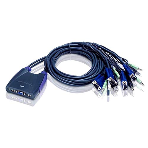 Aten CS64US 4 Portlu Kablo KVM Anahtarı, CS64US-AT (USB, VGA ve Ses)