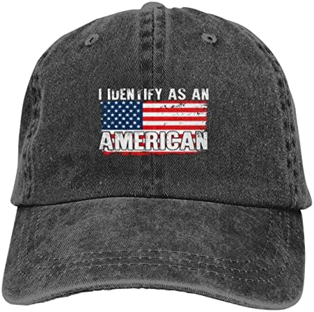 Ben bir Amerikan Amerikan Bayrağı Olarak Tanımlamak 4th Temmuz Unisex Rahat Fit Ayarlanabilir Kap, Unisex Beyzbol Şapkası,