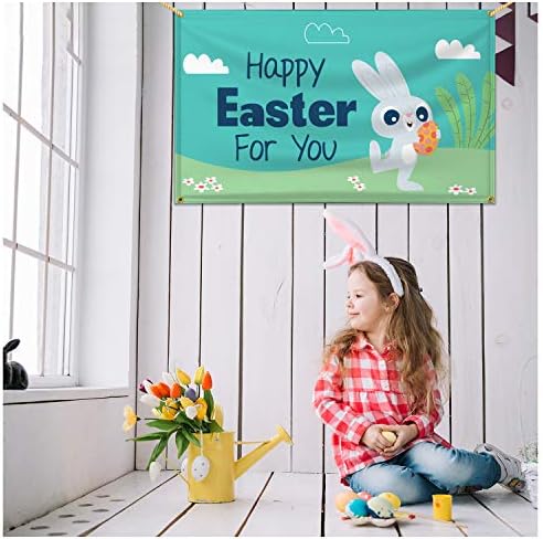 BANNER BUZZ GÖRÜNÜR HALE Sizin İçin Mutlu Paskalya Sevimli Tavşan ve Yumurta 11 Oz Ağır Vinil Afiş Işareti Açık Kapalı Ev Partisi
