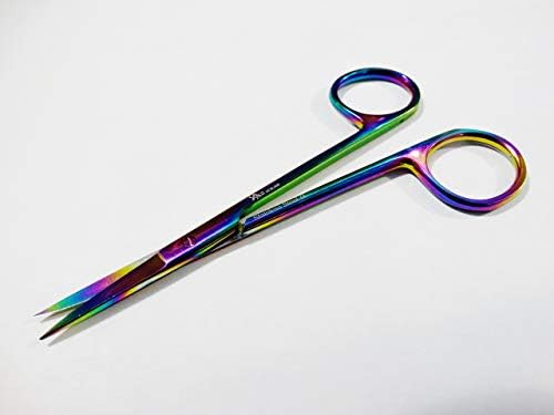 Çok renkli gökkuşağı Supercut Iris mikro makas 4.5 düz bir tırtıklı bıçak paslanmaz Çelik