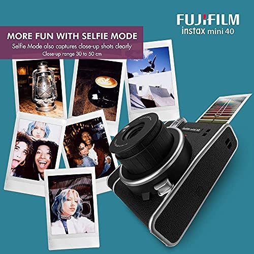 Fujifilm Instax Mini 40 Anında Film Kamera (Siyah) Paket (40) Instax Mini Anında Film Çekimleri + Yastıklı Taşıma Çantası +(4)