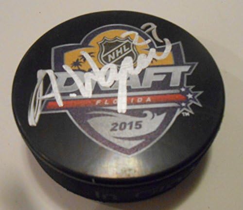 Austin Wagner İmzalı 2015 NHL Taslak Hokey Diski w/COA L. A. Kings - İmzalı NHL Diskleri