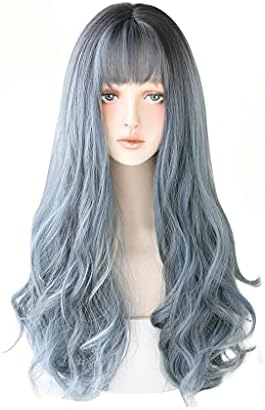 SPNEC LQGSYT peruk kadın Dalga Ombre kahverengi siyah katmanlı saç ısıya dayanıklı uzun Cosplay sentetik peruk (Renk: A)
