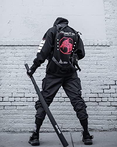 Evrenin kumaş Premium Techwear Grafik Moda Cyberpunk Hoodie