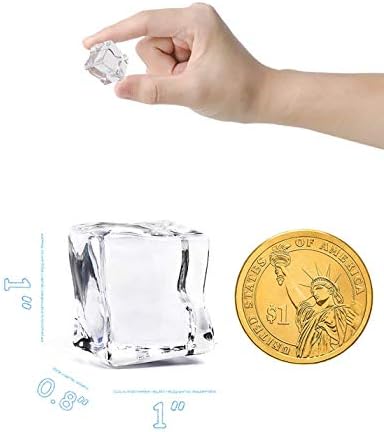 Temizle Sahte Buz Küpleri, 100 PCS 1.0 Plastik Buz Küpleri Akrilik Temizle Buz Kaya Elmas Kristaller Kare Sahte Buz Küpleri