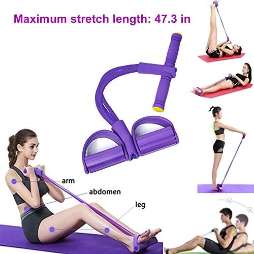 Orchidsky Elastik Sit-up Çekme Halatı, 4-Tüp Pedalı Direnç Bandı, Kol/Karın/Bacak Çok Fonksiyonlu Egzersiz Bandı, Yoga için