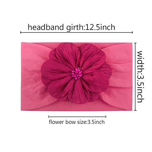 12 PCS Bebek Çiçek Bantlar El Yapımı Çiçek Saç Yay Düğümlü Yumuşak Naylon Hairbands Türban Başkanı Wrap saç aksesuarları için
