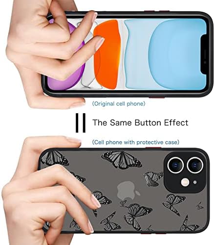 iPhone 11 Siyah Kelebek Kılıf ile Kadın Kızlar için Ekran Koruyucu Koruyucu Saydam Mat Yumuşak TPU Tampon Sevimli Desen Tasarım