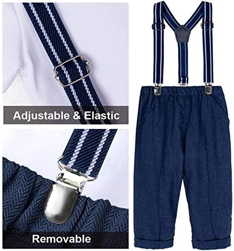 A & J tasarım Bebek Erkek Giyim Seti, 4 adet Beyefendi Takım Elbise Gömlek ve Pantolon ve Yelek ve Şapka
