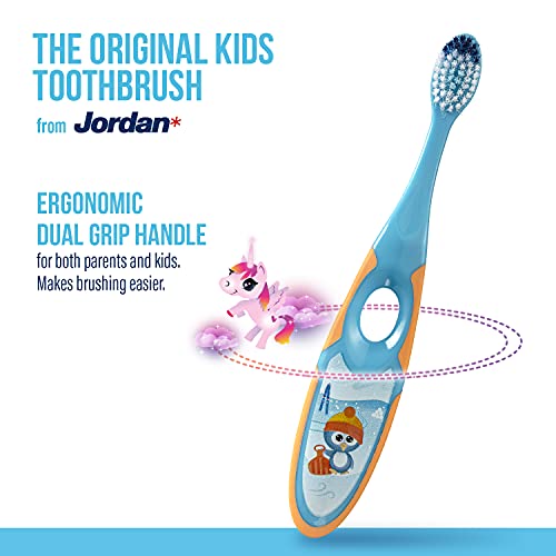 Jordan Step 2 Çocuk Diş Fırçası, 3-5 Yaş, Yumuşak Kıllar, BPA İçermez (4 Paket) Pembe ve Sarı