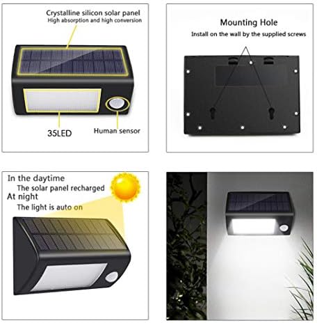 Güneş ışıkları Açık 35LED 2 paketi, su geçirmez kablosuz güneş duvar ışıkları hareket sensörü Güvenlik gece aydınlatma için
