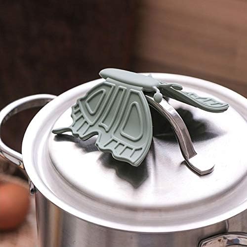 Kelebek tasarım silikon Pot tutucu ısıya dayanıklı manyetik kapak kaldırıcılar tutam eldiveni 2 Set (Koyu Yeşil)