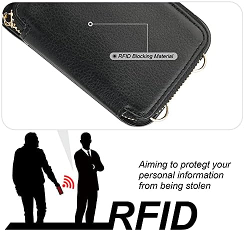 Bocasal RFID Engelleme Cüzdan Kılıf iPhone 11 Pro Max, ayarlanabilir Crossbody Fermuar Çanta Kılıf Kart Tutucu ile Kickstand