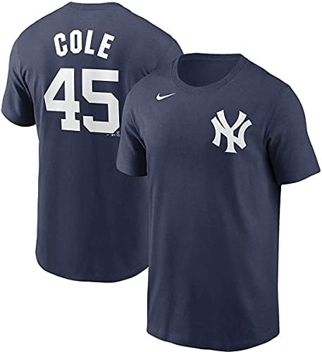 Nike Babe Ruth New York Yankees MLB Erkek Gençlik 8-20 Donanma Adı ve Numarası Oyuncu T-Shirt