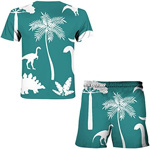 Erkekler Yaz spor takım elbise Tropikal Bitki Kedi 3D Baskı Koşu Atletik Set Şık T Shirt Şort Rahat eşofman takımı