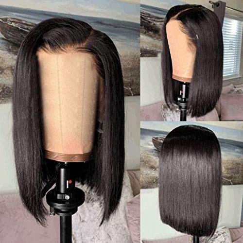 MarryLee 12 İnç Orta Uzunlukta düz saç peruk Kadın Kızlar İçin Siyah Yumuşak Doğal Görünümlü ısıya dayanıklı saç peruk (Siyah,
