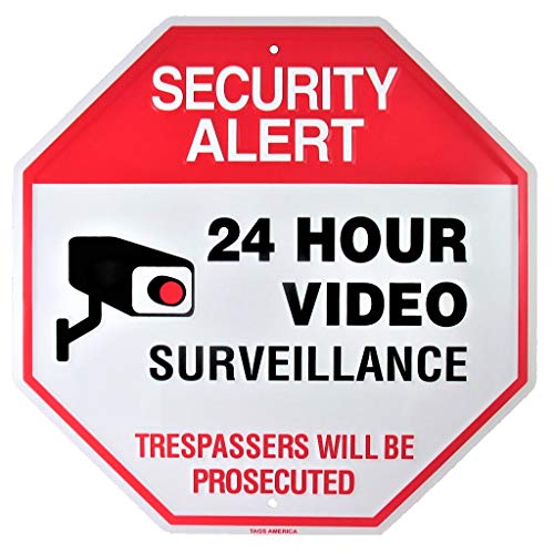 Video Gözetim Kamera Bahçesinde İşareti, güvenlik Uyarısı 24 Saat CCTV Monitör Uyarı, büyük 11. 5x11. 5 İnç Kapalı Açık Pas