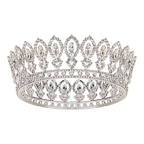 AW GELİN Gümüş Kraliçe Taçlar Kadınlar için, kristal Düğün Taç Prenses Tiara Cadılar Bayramı Partisi Balo Pageant Quinceanera