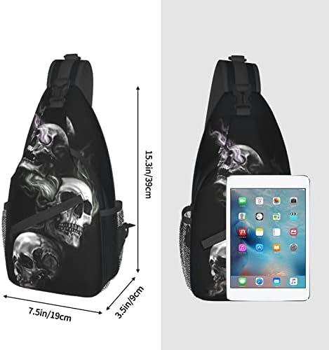 Heisin Siyah Kafatası Omuz Göğüs Rahat Çanta Crossbody asma sırt çantası İle Ayarlanabilir Kayış Sırt Çantası Erkekler Ve Kadınlar
