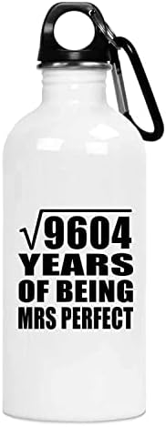 98th Yıldönümü Karekök 9604 Yıl Olma Mrs Mükemmel - 20 oz Su Şişesi Yalıtımlı Bardak Paslanmaz Çelik-Eşi Koca Kadınlar için