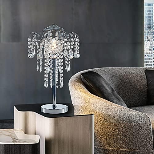 MEİXİSUE Modern Masa Lambası Krom Metal ve Temizle Kristal Başucu Masa Lambası Sehpa Lambası Komidin yatak odası için lamba