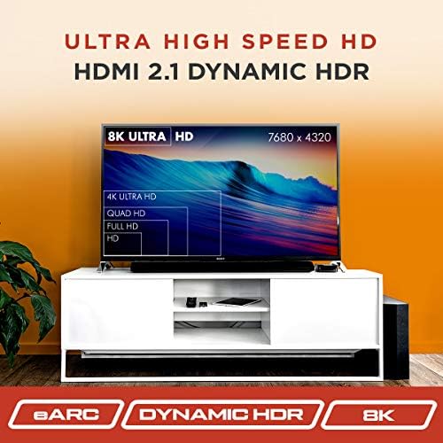 Alıcının Noktası Ultra Yüksek Hızlı HDMI 2.1 Kablo CL3 Anma Dinamik HDR 1.8 M(6ft) 8K 120Hz, 48Gbps, Dolby Vision, eARC, Apple