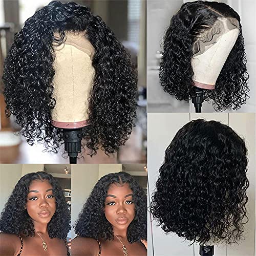 Fuduete kısa postiç İnsan Saç Dantel ön peruk Brezilyalı işlenmemiş insan saçı 13x4 Dantel Frontal Kıvırcık postiç Siyah Kadınlar