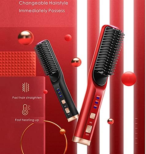 SHUTİNG2020 Kadınlar ıçin Taraklar saç düzleştirici fırça Akülü USB şarj Sakal düzleştirici saç şekillendirici sıcak tarak