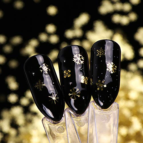 2 Boxs Altın Glitters Nail Sequins Kar Tanesi Çivi Kaynağı Tasarım Noel Kar Taneleri Lazer Sparkly Konfeti Glitter Madeni Pul