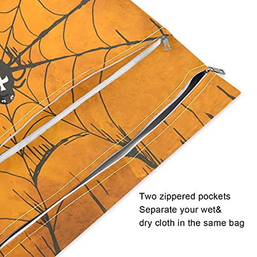 Cadılar bayramı örümcek Web ıslak kuru çanta kullanımlık bezi ıslak çanta için mayolar su geçirmez ıslak Organizatör ile iki