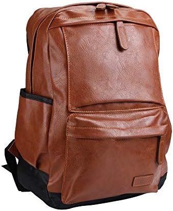 JMXAFMY Unisex Iş Rahat Sırt Çantaları Seyahat Çantası Siyah Deri erkek Moda Omuz Çantaları (Renk: Kahverengi, Boyutu: 30cm4315cm)