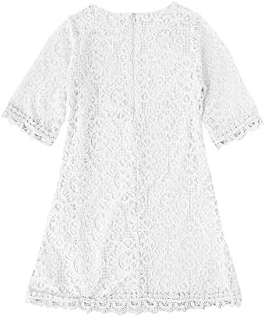 BTGIXSF Toddler Kız Dantel Elbise 3/4 Kollu Ekip Boyun Çiçek A-Line Parti Elbiseler