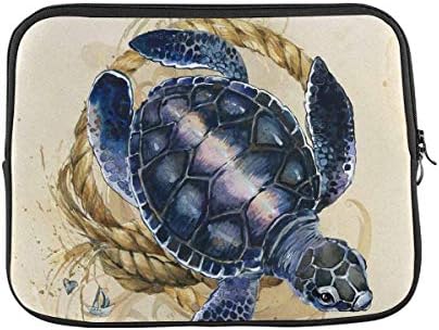 INTERESTPRİNT Laptop Neopren Kol Kılıf Çanta Deniz Kaplumbağası Kabukları Okyanus Elemanları Su Dayanıklı Taşıma Çantası Kapak