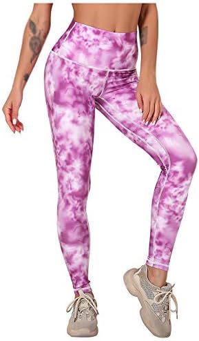 GOODTRADE8 Pantolon Kadınlar için Yüksek Bel Spor Kravat-Boya Baskı Egzersiz Alt Yoga Pantolon Sıkı Tayt