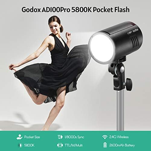 GODOX AD100Pro cep stüdyo flaş ışığı fotoğraf ışığı OLED ekran 5800 K 1/8000 s Sync TTL / Çoklu / M Flaş Dahili 2.4 G Wilreless