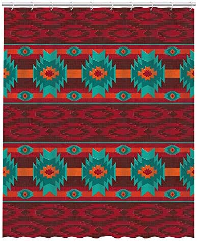 PKQWTM Tribal Soyut Aztek Etnik Güneybatı Navajo Polyester Kumaş Duş Perdesi 60x72 İnç