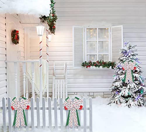 Hyıng Büyük Noel Yaylar için Çelenk, yeşil Kırmızı Beyaz Yaylar için Ön Kapı Duvar Çit Dekor, noel Elk Çelenk Yay Ağacı Topper